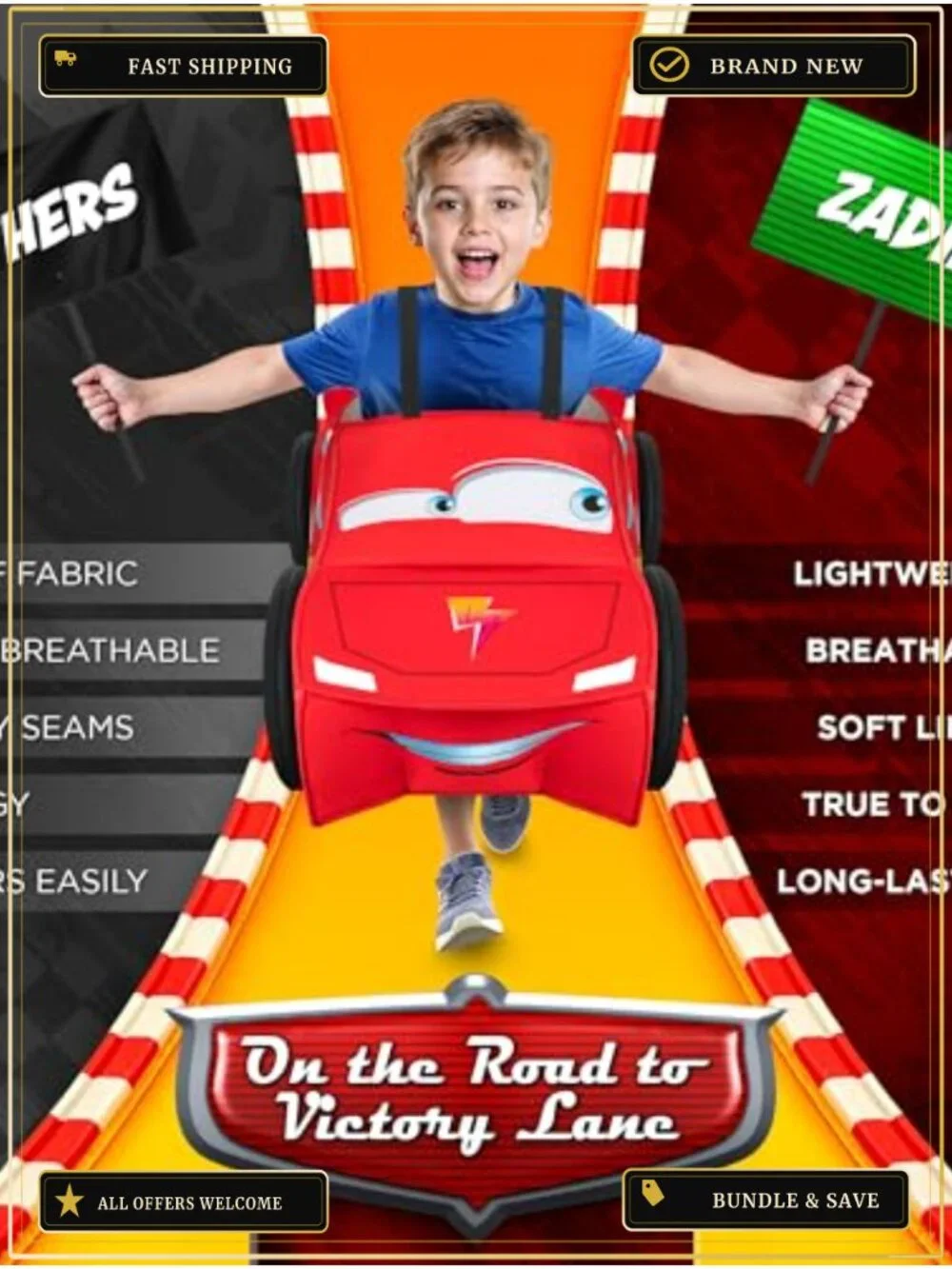 Turbo Race Car Boys Halloween Costume Kids Lightning Driver Pretend Play